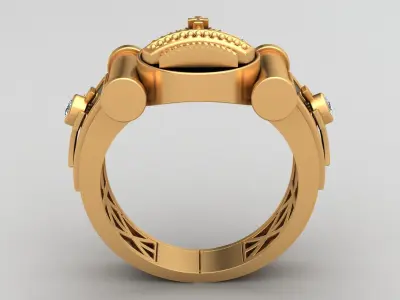 Cross Crown Christ Diamond Gold Man Enamel Ring 3D print model