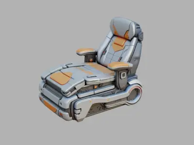 Sci Fi Bed Low-poly 3D model