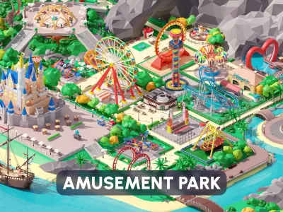 Amusement Park Low-poly 3D model