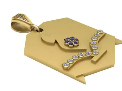 Gold Snake Shield Pendant 3D print model