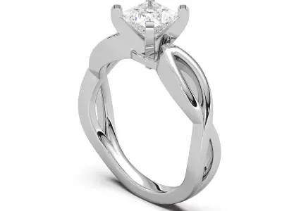 classic princess engagement ring 3D print model
