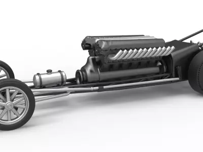 Front engine vintage dragster with V12 Scale 1 to 25 3D print model