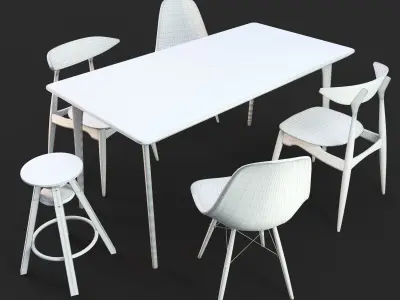 Set of table and chairs 3D model