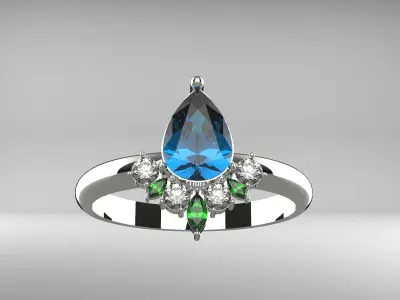 luxury mix stone ring 3D print model