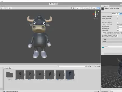 High-Quality 3D Cute Bull Animated For Games Low-poly 3D model