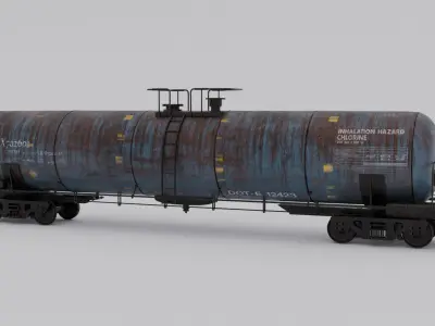 Oil Tank Train Car and Boxcar 3D model Low-poly 3D model