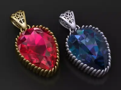 Royal Ruby Teardrop Pendant 3D print model