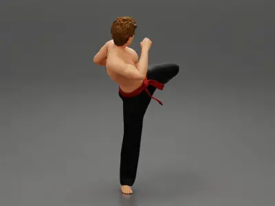 Karate man in a red belt 3D print model