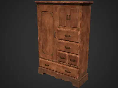 Stylized Wardrobe Free low-poly 3D model