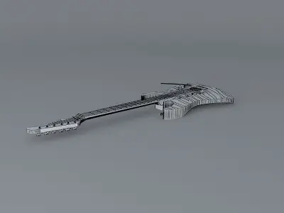 Zebra striped guitar Free 3D model