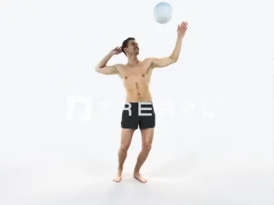 Virtue 04B Beach Serving Sports Man Low-poly 3D model