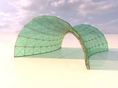 Architectural spaceframe arched structure  3D model