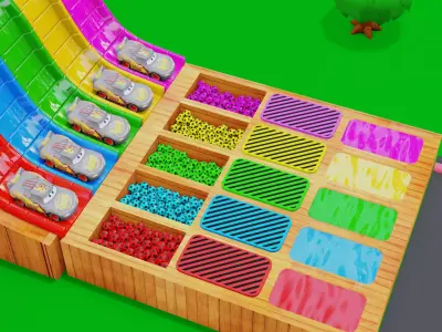 MC Queen Toy Cars participate competition  to broke the fruits  3D model