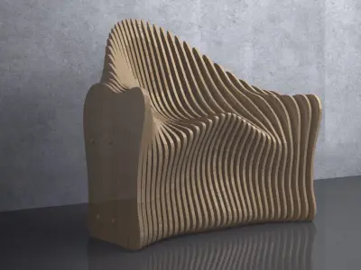 Parametric Wavy Wooden Furniture 08 -  CNC files for cutting 3D model