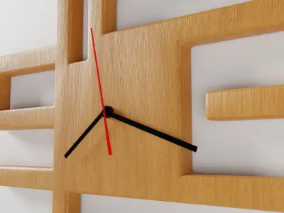 Wooden wall watch clock Low-poly 3D model
