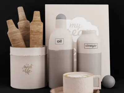 kitchenaccessori05 set of ceramics 3D model