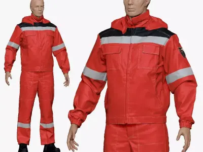 001154 engineering suit red Low-poly 3D model