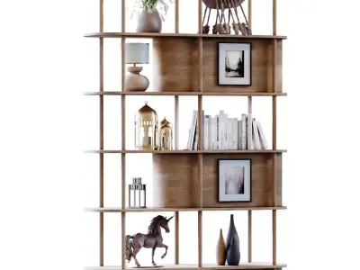 Modern shelf and rack set 787 Low-poly 3D model