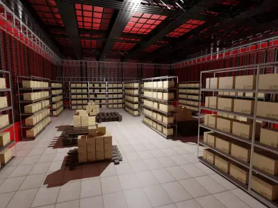 Warehouse Interior Low-poly 3D model