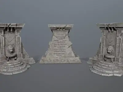 Lion fountain Low-poly 3D model