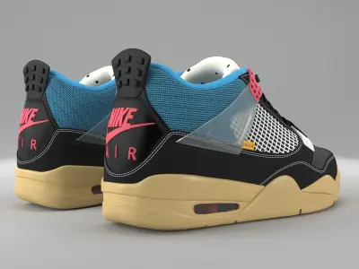 Air Jordan 4 Retro  Union LA Off Noir PBR  Low-poly 3D model