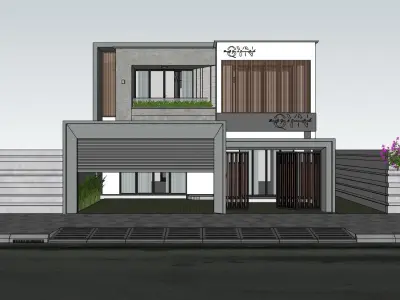 HOUSE modern with car parked 3D model