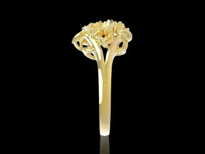 Womens Chrysanthemum Flower Gold Ring 3D Model    633 3D print model