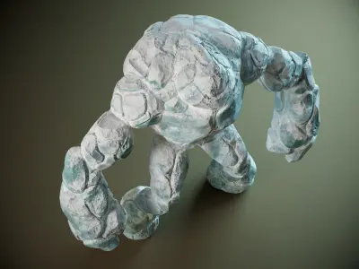 Ice golem PBR Low-poly 3D model