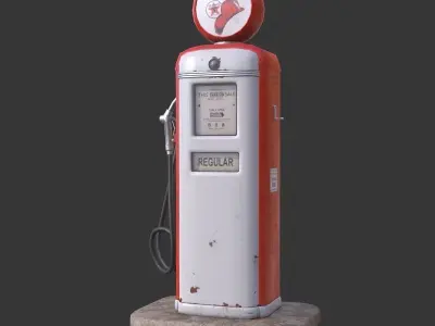 Retro Gas Pump Low-poly 3D model