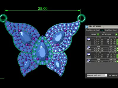 Diamond Butterfly Pendant 3D print model get