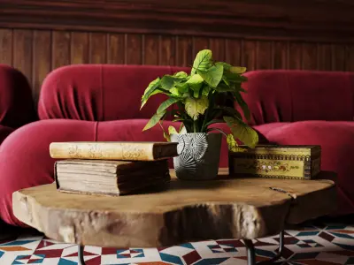 living room rouge  Low-poly 3D model