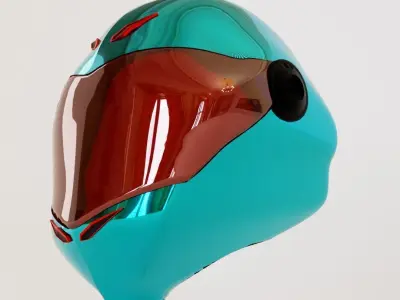 Alien-Faced Racing Helmet for Moto GP or Formula 1 Low-poly 3D model