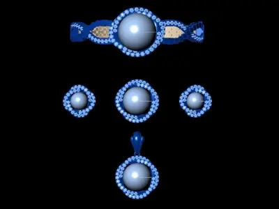 Diamond and Pearl Jewellery Sets Concept 3D print model purchase