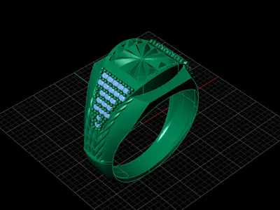 Print Ready STL 3DM  Gents Rings Diamond Men Ring  3D print model 38