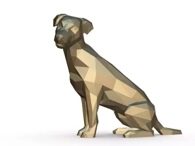 jack russell terrier low poly 3D print model
