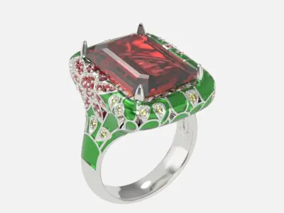 flower ring with enamel 3D print model