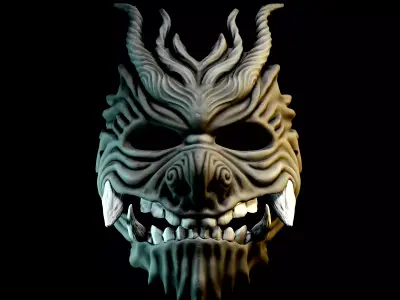 Oni Mask 2 Demon Full Face 3D print model
