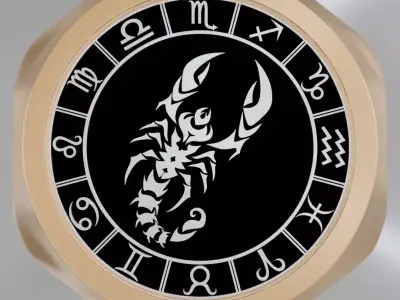 Scorpio zodiak symbol ring 3D model for 3D printing 3D print model