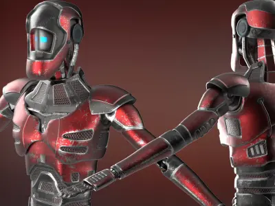 Scifi Robot Concept with Realistic Texture Low-poly 3D model