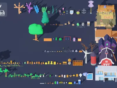 Locations for City and Games Asset Pack Low-poly 3D model