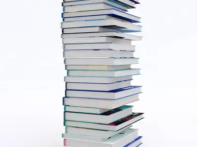 books set stack of 3D model