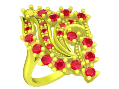 Elegant Floral Cluster Gemstone Ring for Women 5478 3D print model