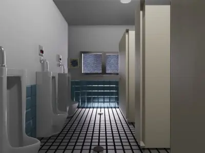 Japanese School Male Restroom 3D model