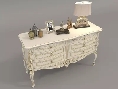 Classic European style Sideboard and Decoration 5 3D model