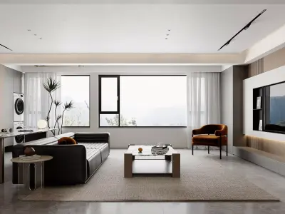 Modern living room dining room interior scenes 332 3D model