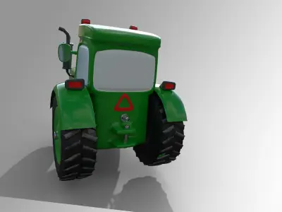 Cartoon Tractor Low-poly 3D model
