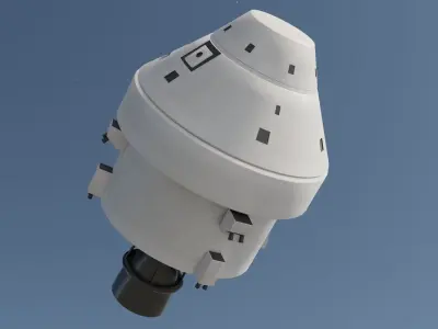 Spaceship spacecraft flying in sky Low-poly 3D model