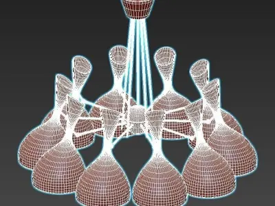 trumpet01 gold chandelier 3D model