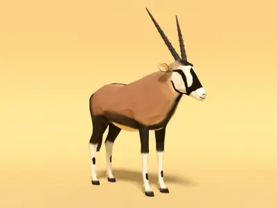 Low Poly Cartoon Gemsbok Oryx Gazella Low-poly 3D model