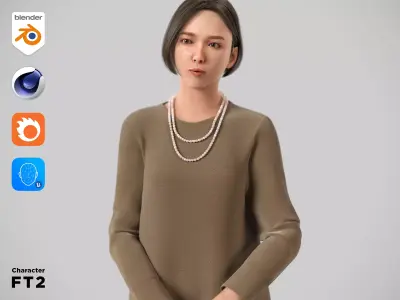 Modular Character - Asian Smart Casual Woman - FT2 Low-poly 3D model